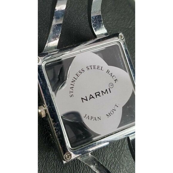 Narmi Ladies Square Stainless Steel Japan Mvmt Women's Cuff Watch - Picture 7 of 10